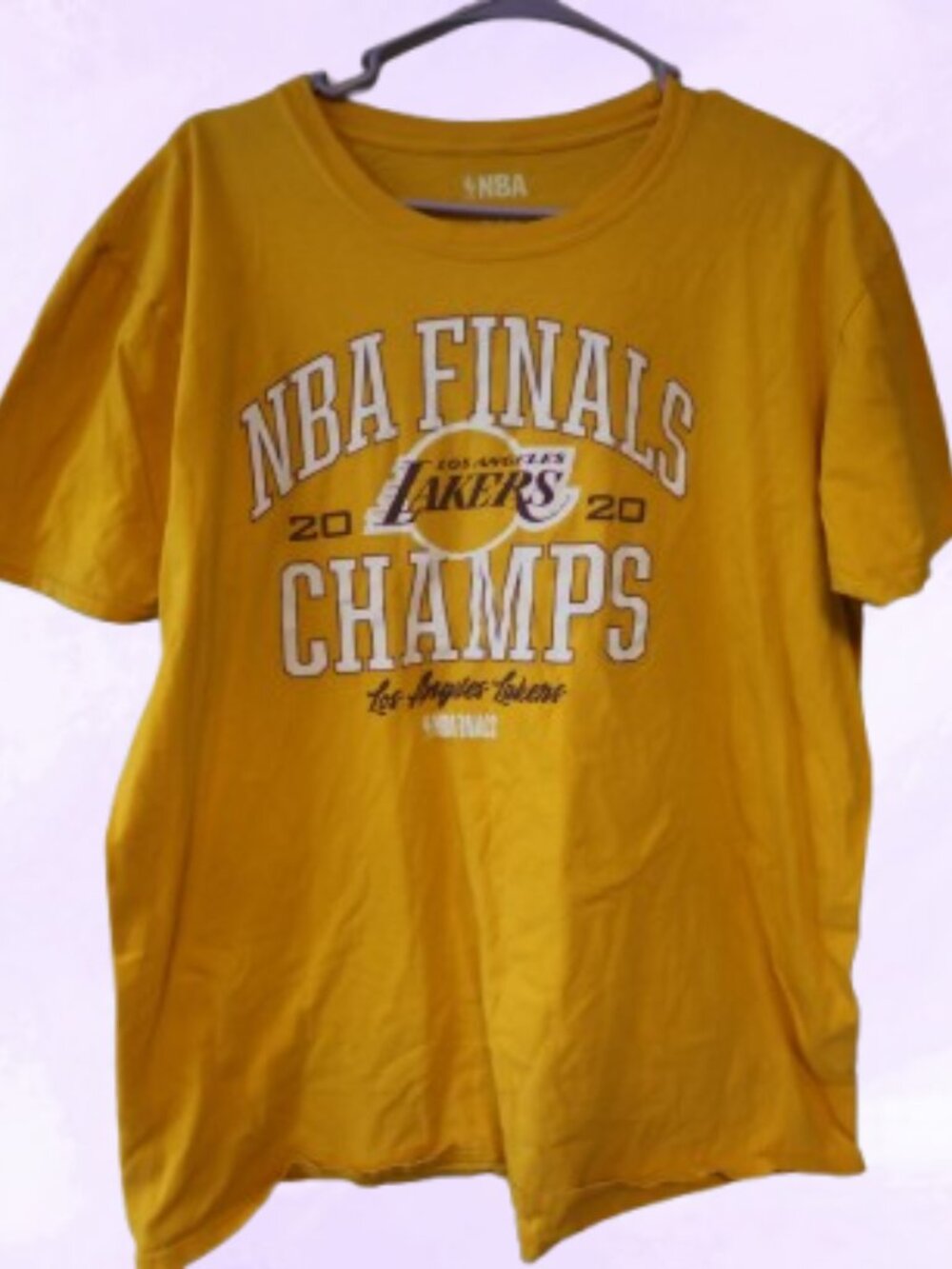 NBA NBA finals Champs los angeles lakers 2020 graphic sports t-shirt in yellow,